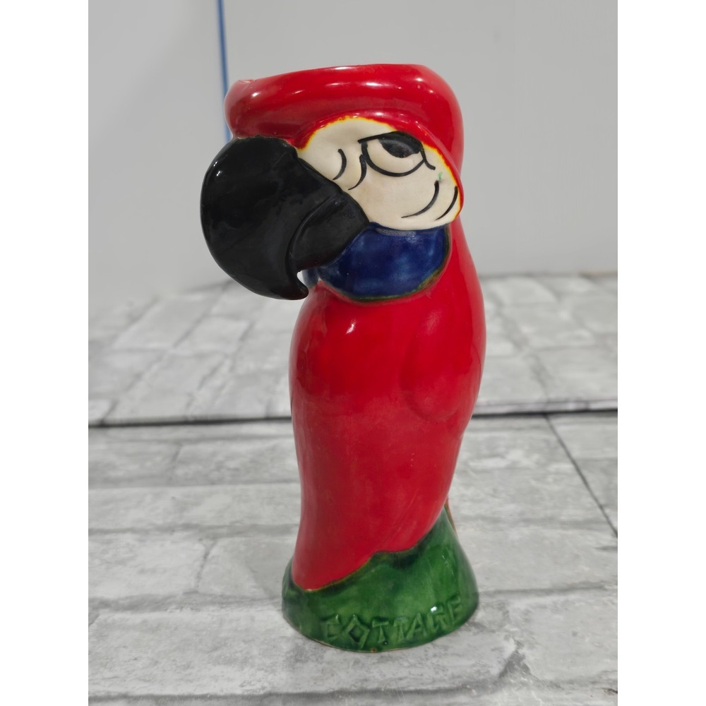 Vintage Art Pottery Exotic Red Bird Vase Hawaiian Cottage Al Williams 8"